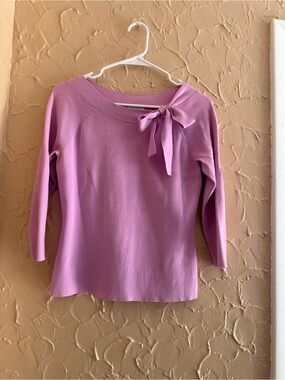 LOFT Mauve Bow-Accent Knit Top
